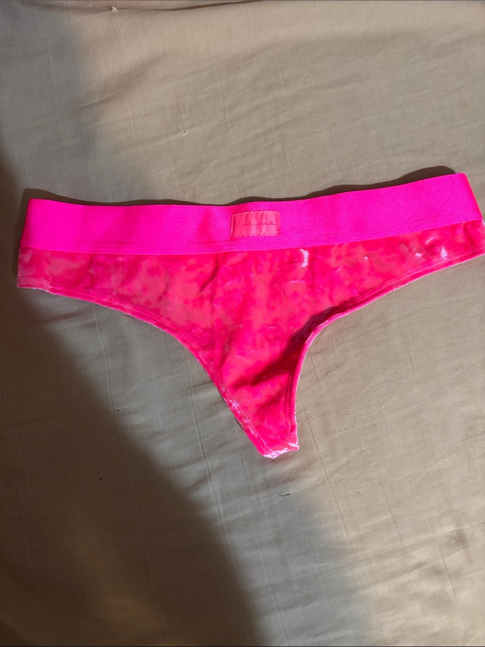 Hot Pink Velvet Thong- Pink